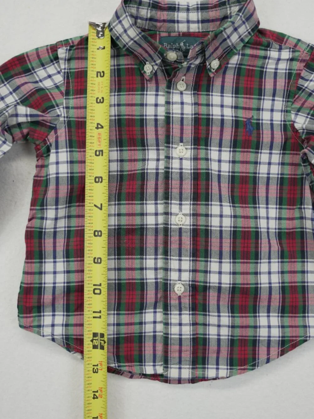 Polo Ralph Lauren Baby Button Shirt Classic Plaid Long‎ Sleeve Multi Red 18M